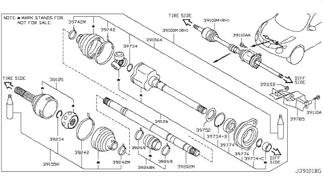 2012 Nissan Juke Front Drive Shaft (FF) Diagram 2