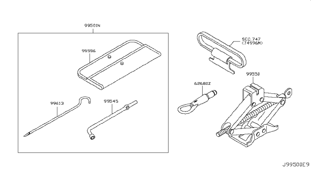 2011 Nissan Juke Jack Complete Diagram for 99550-5N76C