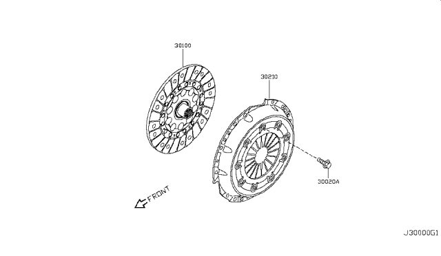 2014 Nissan Juke Clutch Cover,Disc & Release Parts Diagram 1