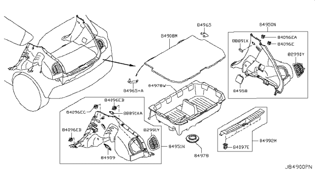 2016 Nissan Juke Trunk & Luggage Room Trimming Diagram 2