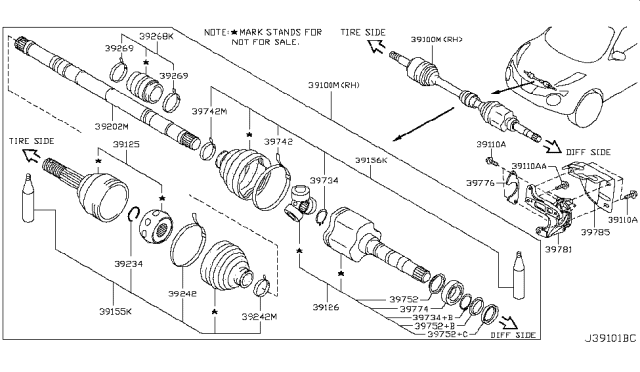 2016 Nissan Juke Front Drive Shaft (FF) Diagram 1