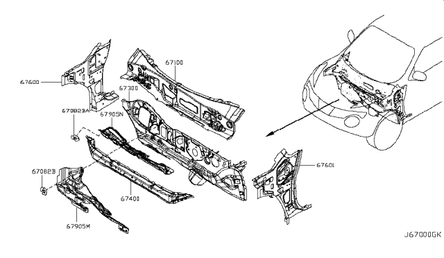 2015 Nissan Juke Dash Panel & Fitting Diagram 1