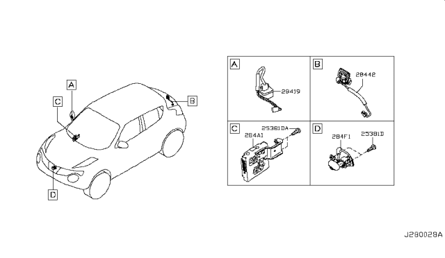 2017 Nissan Juke Camera Assy-Front View Diagram for 284F1-BV80B