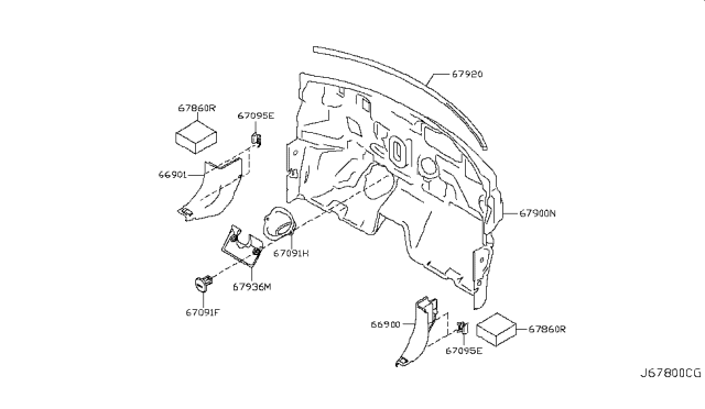 2012 Nissan Juke Dash Trimming & Fitting Diagram