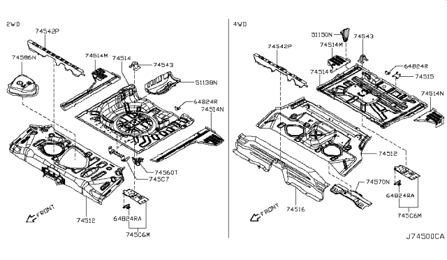 2012 Nissan Juke Floor Re Front Diagram for G4512-1KMMA