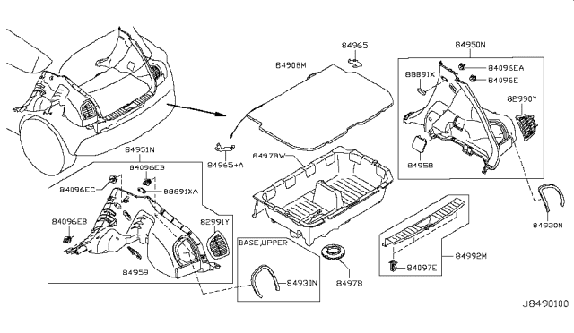 2016 Nissan Juke Trunk & Luggage Room Trimming Diagram 3