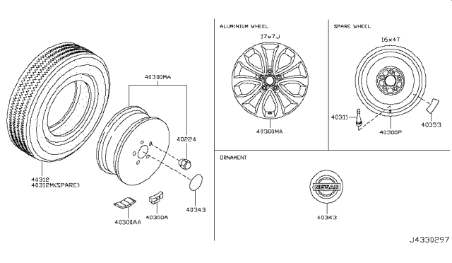 2016 Nissan Juke Road Wheel & Tire Diagram 4
