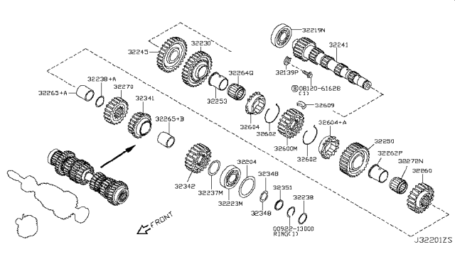 2017 Nissan Juke SPACR Main Shaft Diagram for 32265-8H51A