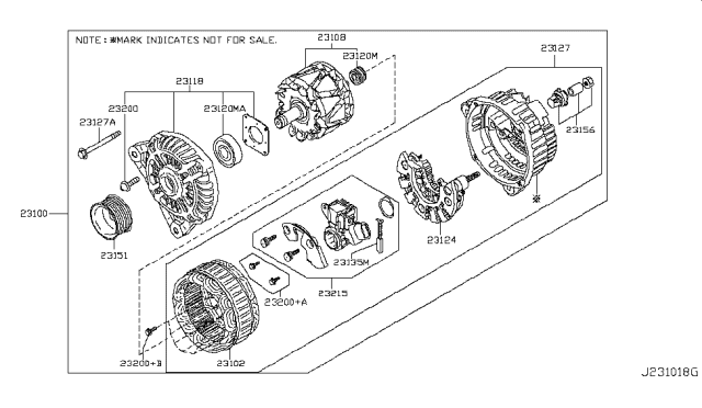 2017 Nissan Juke Pulley Diagram for 23151-1KM1A