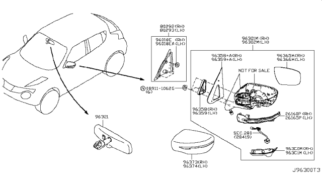 2017 Nissan Juke Finisher-Door Mirror,RH Diagram for 963C0-3YM1A