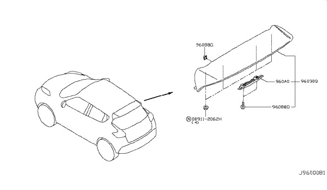 2017 Nissan Juke Air Spoiler Diagram 1