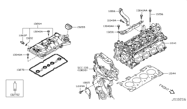 2016 Nissan Juke Cover Assy-Valve Rocker Diagram for 13264-1KC1A