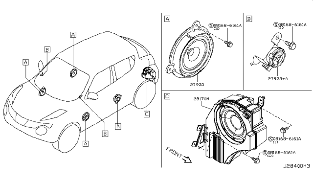 2016 Nissan Juke Box-Sub Woofer Diagram for 28170-1JU0A