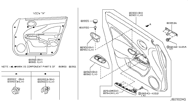 2016 Nissan Juke FINISHER Assembly Front Door LH Diagram for 80901-3PT1D