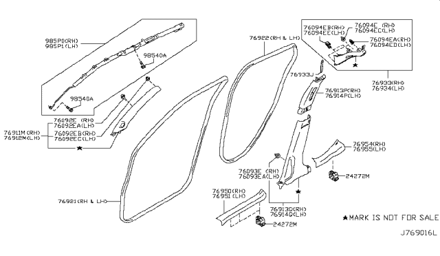 2016 Nissan Juke Curtain Air Bag Passenger Side Module Assembly Diagram for K85P0-1KA0C