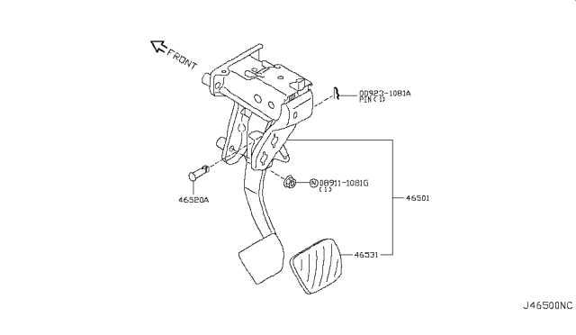 2013 Nissan Juke Brake & Clutch Pedal - Diagram 2