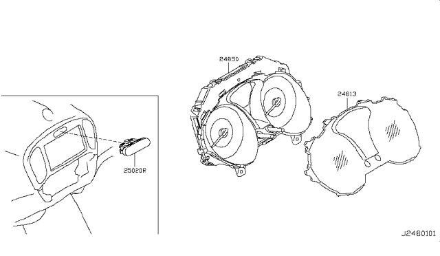 2011 Nissan Juke Speedometer Assembly Diagram for 24820-1KM0C