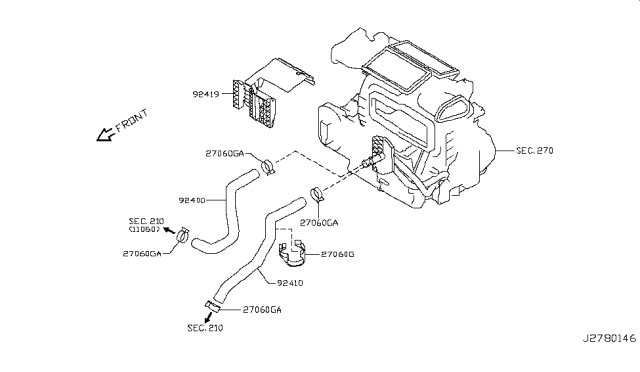 2016 Nissan Juke Hose-Heater, Outlet Diagram for 92410-1KC0A