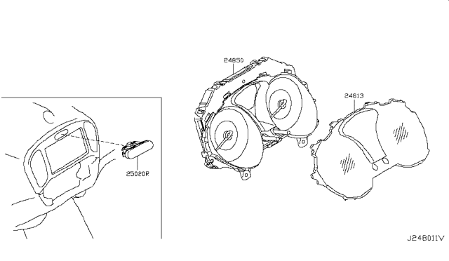 2015 Nissan Juke Speedometer Assembly Diagram for 24820-3YW3B