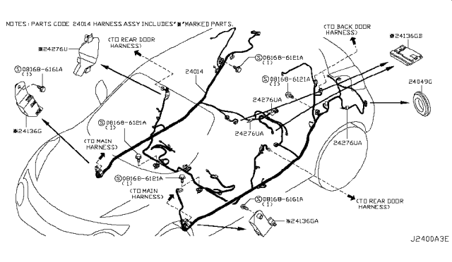 2016 Nissan Juke Harness Assembly-Body Diagram for 24014-3PU0E