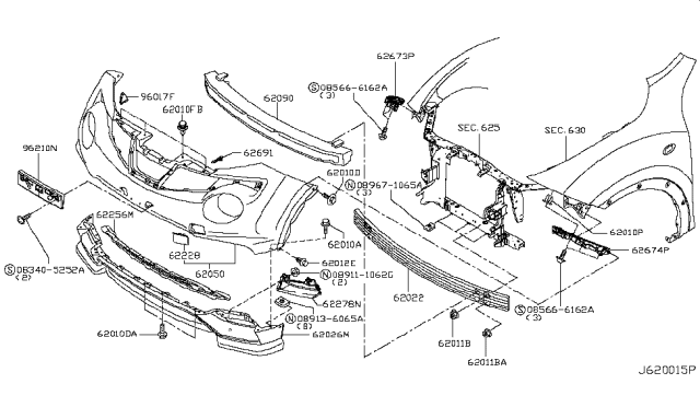 2015 Nissan Juke Front Bumper Diagram 6