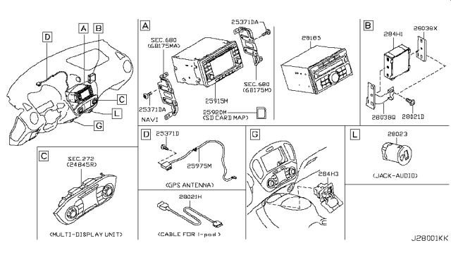 2012 Nissan Juke Control Assembly - Av Diagram for 25915-ZT51E