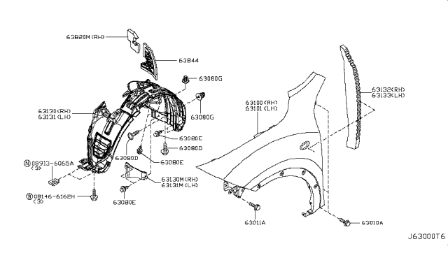 2015 Nissan Juke Front Fender & Fitting Diagram 3