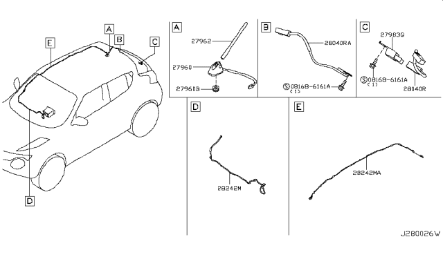 2017 Nissan Juke Feeder-Antenna Diagram for 28243-3PU0A