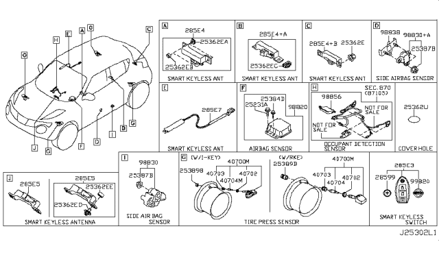 2012 Nissan Juke Sensor-Side AIRBAG, RH Diagram for K8836-1MA0J