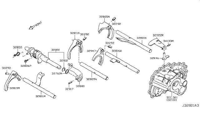 2017 Nissan Juke Lever Shift Outer Diagram for 32922-3YW0A