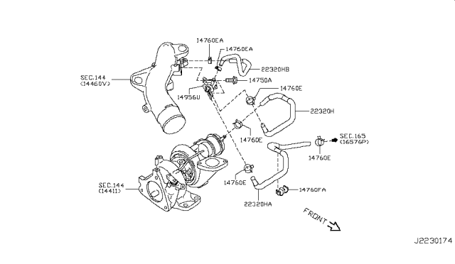 2016 Nissan Juke Clamp Diagram for 22316-42L00