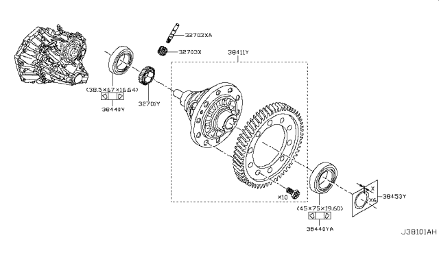 2016 Nissan Juke Case Complete-Differential Diagram for 38411-8U010