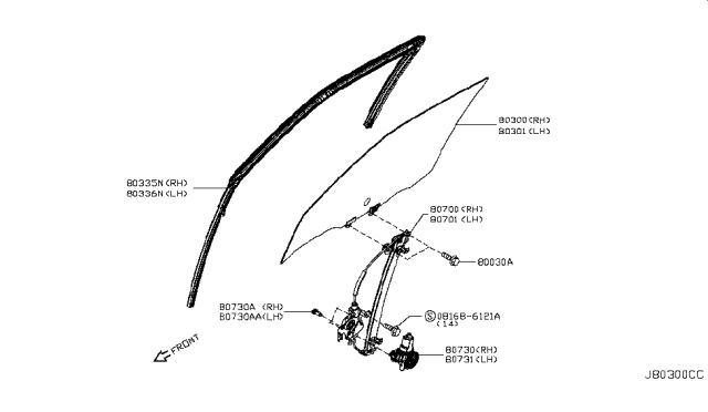 2017 Nissan Juke Glass Run Rubber-Front Door LH Diagram for 80331-1KA4A