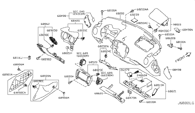 2013 Nissan Juke Instrument Panel,Pad & Cluster Lid Diagram 2