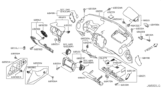 2015 Nissan Juke Lid Cluster Diagram for 68260-4FV9A