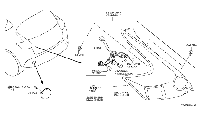 2015 Nissan Juke Rear Combination Lamp Diagram 3