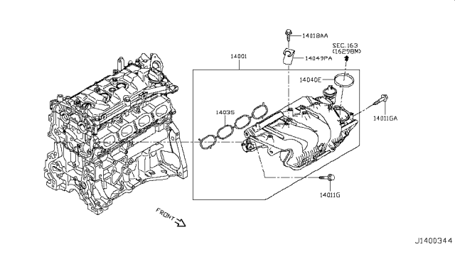 2016 Nissan Juke Gasket-Adapter Diagram for 16175-1KC0A