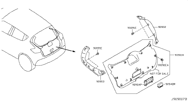 2012 Nissan Juke Back Door Pull Handle Diagram for 90940-1KA0A