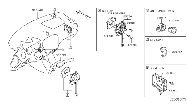 2017 Nissan Juke Body Control Module Assembly Diagram for 284B1-3PU1A