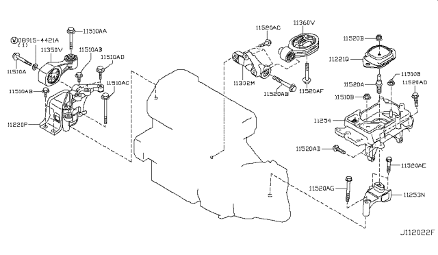 2016 Nissan Juke Engine & Transmission Mounting Diagram 4