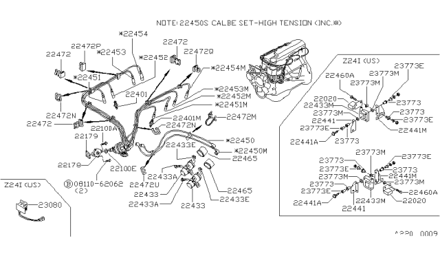 1985 Nissan 720 Pickup Spark Plug Cable St Diagram for 22450-07W27