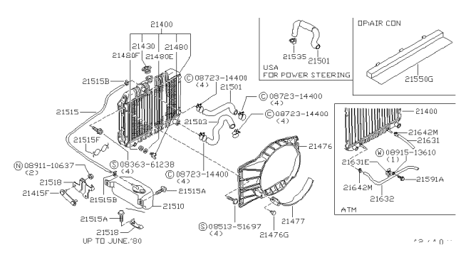 1981 Nissan 720 Pickup Radiator-Assembly Diagram for 21400-04W00
