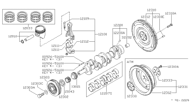 1984 Nissan 720 Pickup Piston,Crankshaft & Flywheel Diagram 5