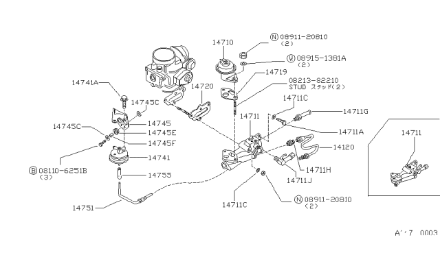 1982 Nissan 720 Pickup EGR Parts Diagram 3