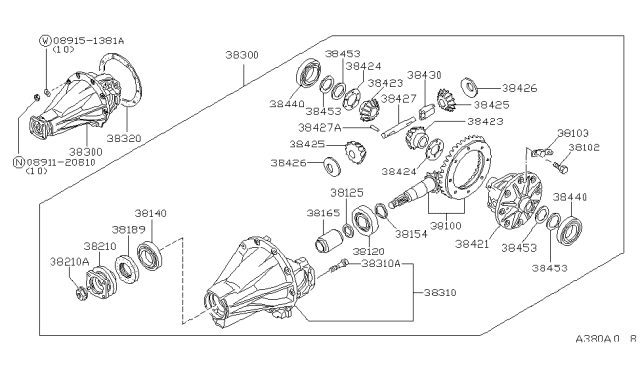 1981 Nissan 720 Pickup HYPOID Gear Diagram for 38100-U3606