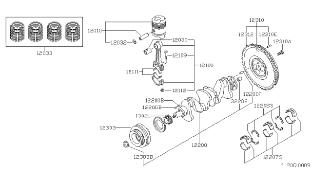 1983 Nissan 720 Pickup Piston,Crankshaft & Flywheel Diagram 3