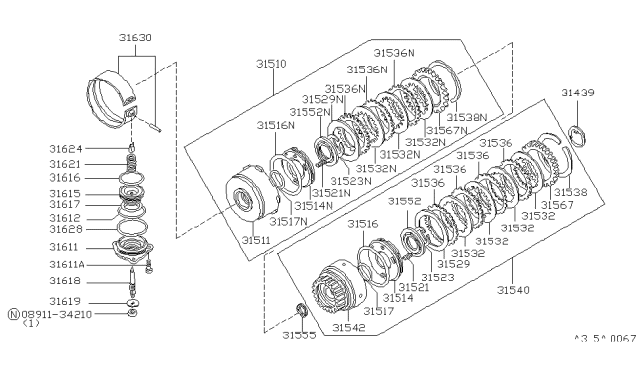 1984 Nissan 720 Pickup Clutch Rear Diagram for 31540-X0501