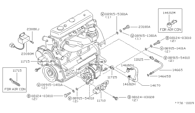 1983 Nissan 720 Pickup Oil Tube Assembly Diagram for 14665-T9002