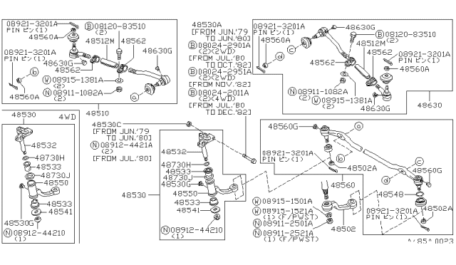 1983 Nissan 720 Pickup Arm PITMAN Diagram for 48502-09W00