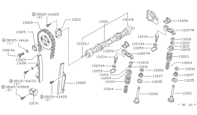 1986 Nissan 720 Pickup Camshaft & Valve Mechanism Diagram 1